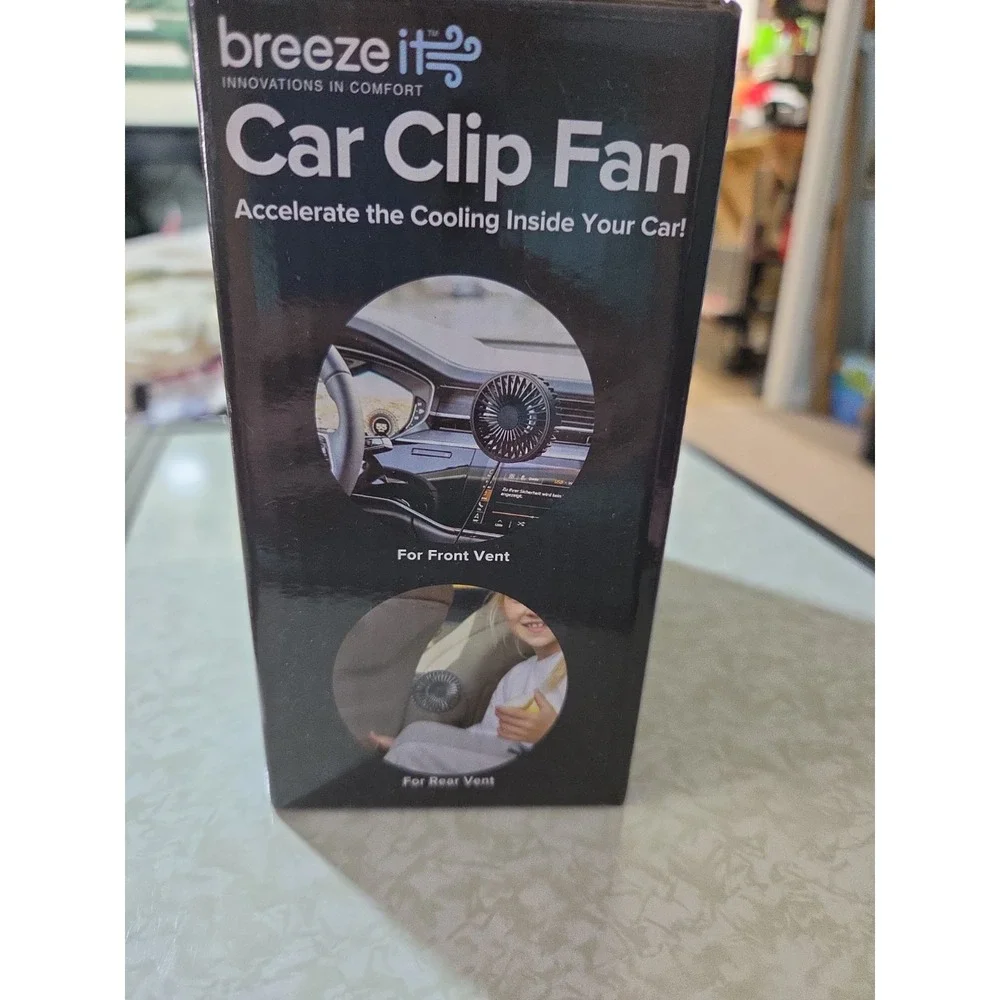 breeze it Car Clip Fan USB Multi Speed Flexible Gooseneck Silicone Clip Black
